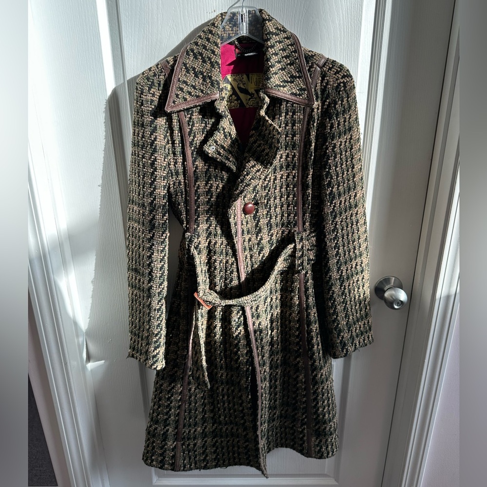 Diesel Women's Houndstooth Trench Coat - Brown and Black